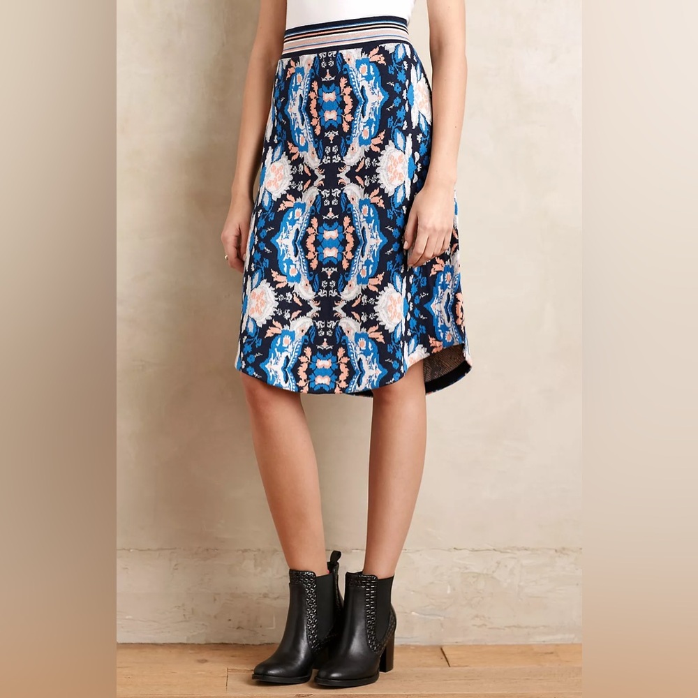 Anthropologie Moth Antica Sweater Skirt Size Small Geometric Abstract Bohemian